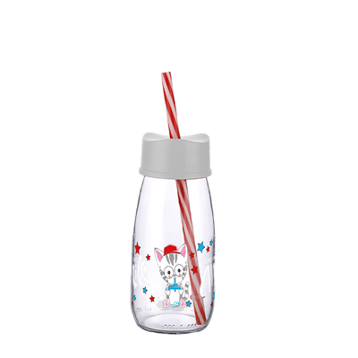 Pam Milk Bottle with Straw KC-392/ 250ml - 8oz