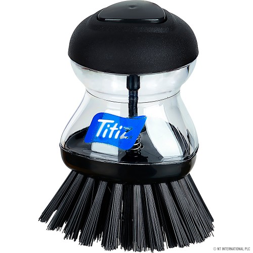 SOAP DISPENSING PALM DISH BRUSH BLACK